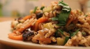 Плов с баклажанами и грибами