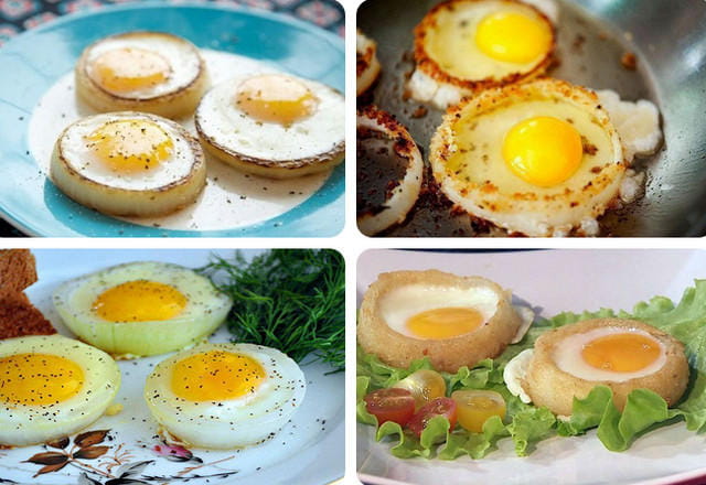 Яичница в луковых колечках