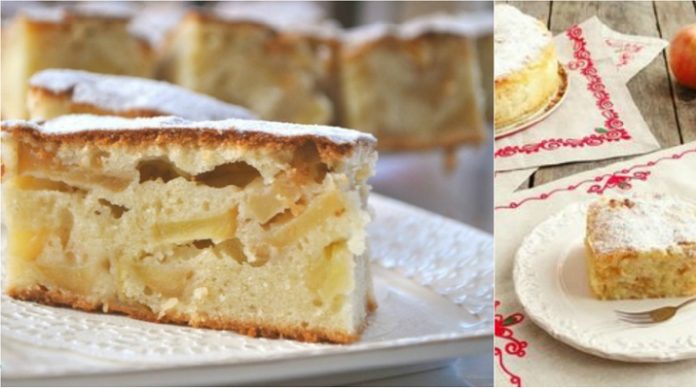 Заливной пирог с яблоками