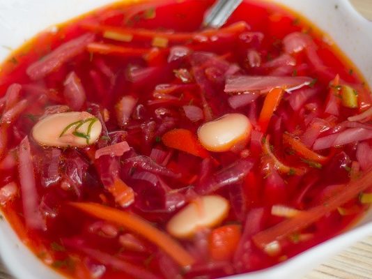 Постный борщ с фасолью