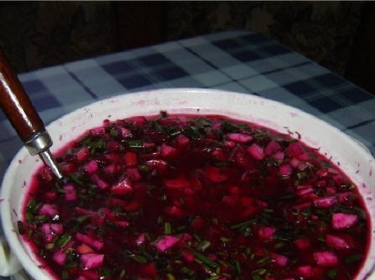 Холодный борщ с говядиной
