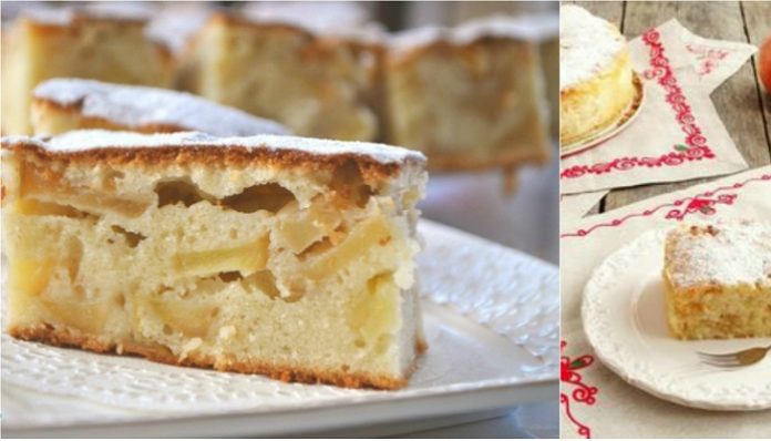 Заливной пирог с яблоками