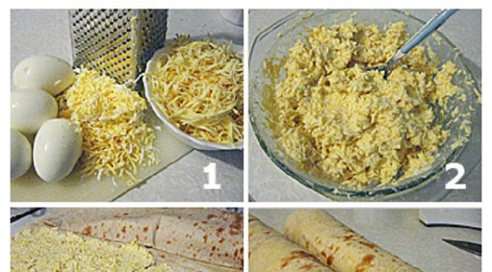 Лаваш с сыром и яйцом