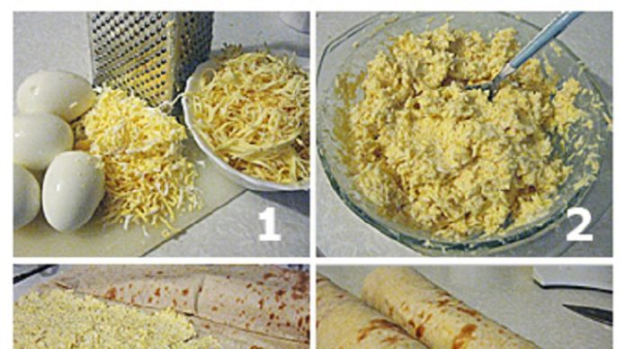 Лаваш с сыром и яйцом