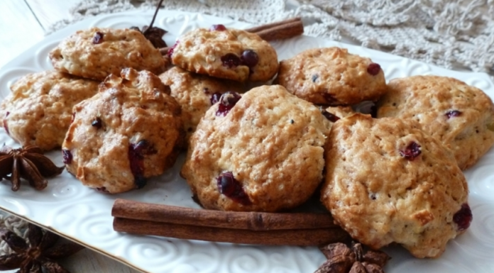 Клюквенное печенье с яблоком