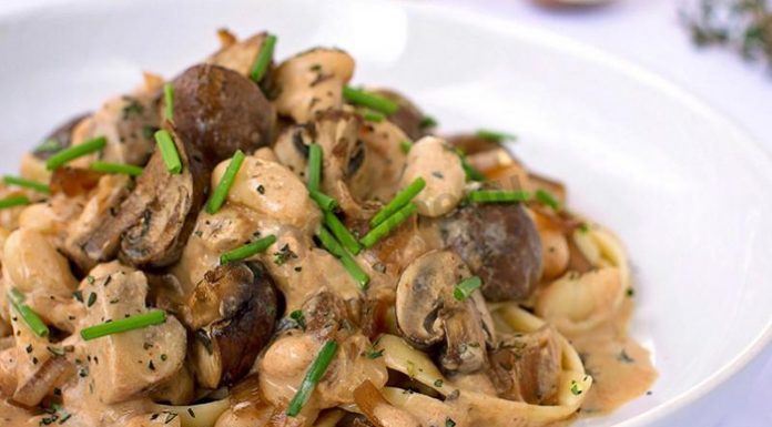 Свинина со сливками и шампиньонами