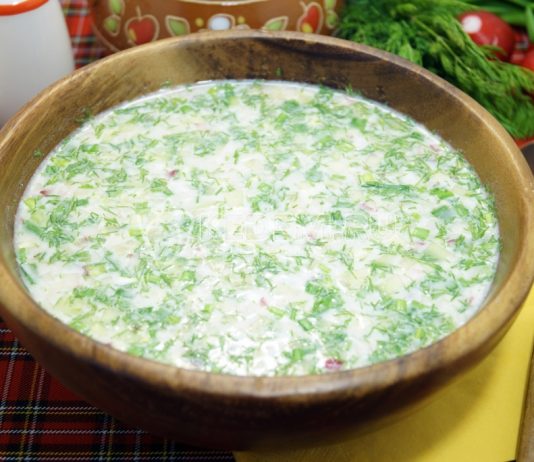 Окрошка с чёрной редькой и курицей