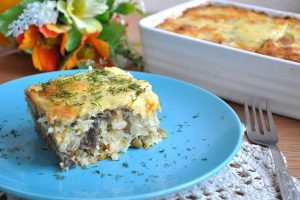 запеканка с грибами и рисом
