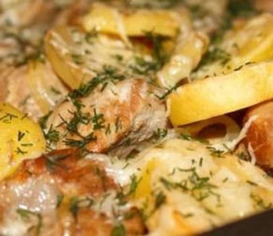 Картошечка с сыром и маринованным мясом